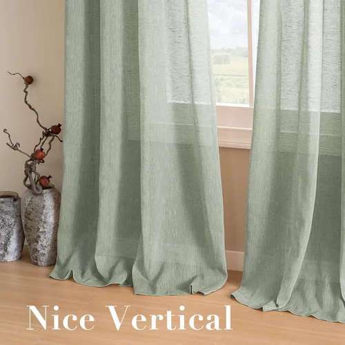 Miniatura 7 de H.VERSAILTEX - Cortinas de lino con mezcla de lino natural, paneles de cortina para sala de estar/cortinas semitranslúcidas de lino que reducen