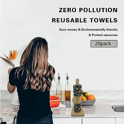 Miniatura 6 de Paquete de 20 rollos de toallas de papel reutilizables, juego de servilletas lavables, juego de 4 colores, paquete de 20 toallas sin papel, 100%