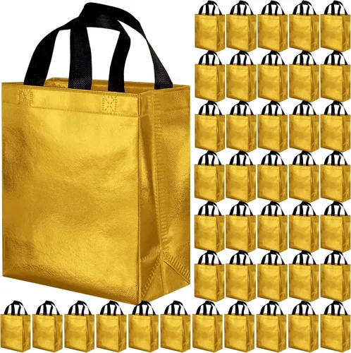 Miniatura 10 de BLEWINDZ 100 bolsas de regalo reutilizables medianas con asas - Ideales para obsequios de fiestas y bolsas de compras (10 colores)