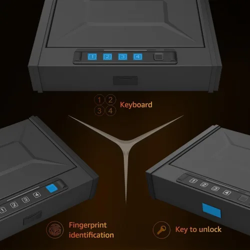Miniatura 7 de [30% Mayor capacidad] Caja fuerte para pistolas, Caja fuerte biométrica para pistola, Caja fuerte para pistola montada, Caja fuerte de seguridad