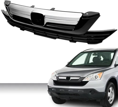 Miniatura 2 de PIT66 Protector de parrilla de parachoques delantero superior e inferior, compatible con Honda CRV 07-09 negro/cromo