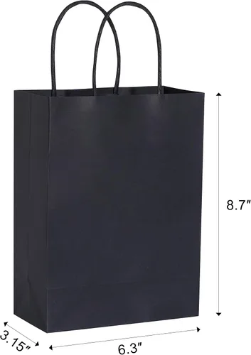 Miniatura 3 de SUNCOLOR Paquete de 24 bolsas pequeñas de regalo negras de 9 pulgadas con asas para bolsas de regalo de fiesta de Halloween