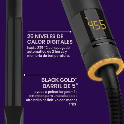 Miniatura 3 de Hot Tools Pro Artist - Rizadora Digital de Cabello Negro Dorado para Salón Rizos Sueltos Medianos y Ondas Despeinadas, (1-1/4 pulgada)