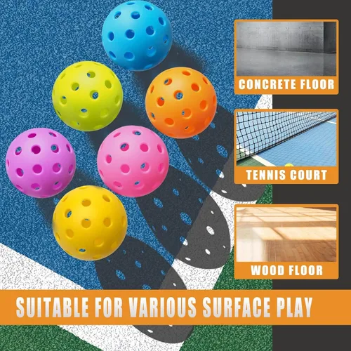 Miniatura 6 de FASIUCHOI Paquete de 6 pelotas de pickleball con 40 agujeros, pelotas de pickleball de alta durabilidad, pelotas de pickleball para exteriores
