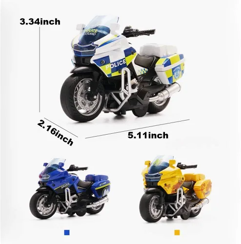 Miniatura 9 de Juguetes de motocicleta de tracción hacia atrás, pequeño regalo con iluminación musical, motocicletas de policía de juguete para niños de 3, 4, 5