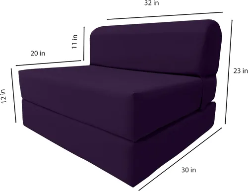Miniatura 2 de D&D Futon Furniture. Cama plegable de espuma para silla, sofá estudio, colchón de espuma plegable para invitados (6 x 32 x 70 pulgadas, morado)