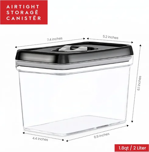 Miniatura 4 de DWËLLZA KITCHEN Recipientes herméticos para almacenamiento de alimentos – Recipiente de cocina para aperitivos de despensa, suministros para 03