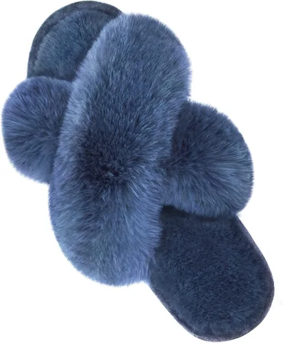 Miniatura 17 de Parlovable - Pantuflas mullidas para mujer con banda cruzada cómodas, zapatillas de casa de espuma viscoelástica con punta abierta, regalos