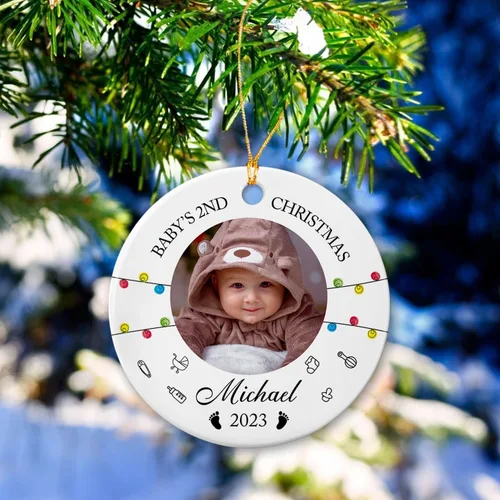 Miniatura 4 de Foto personalizada para el primer adorno de Navidad del bebé 2026, regalo de recuerdo del bebé, adornos de foto de primera Navidad para bebé