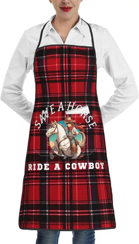 nopicsn Save A Horse Ride A Cowboy Delantal para cocinar con bolsillos para mujeres y hombres, delantales divertidos para cocineros, Blanco