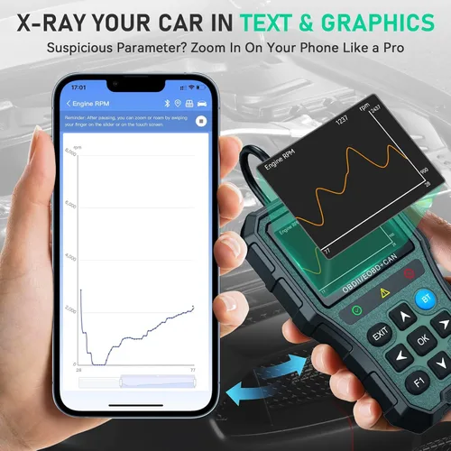 Miniatura 7 de AMTIFO Herramienta de diagnóstico Bluetooth con escáner OBD2, compatible con iOS/Android, datos en tiempo real, probador de batería, Plug and Play