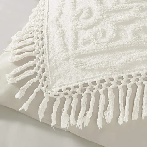 Miniatura 8 de Madison Park Laetitia - Juego de colcha ligera 100% algodón, chenilla mullida transpirable, diseño bohemio shabby chic con medallón, funda