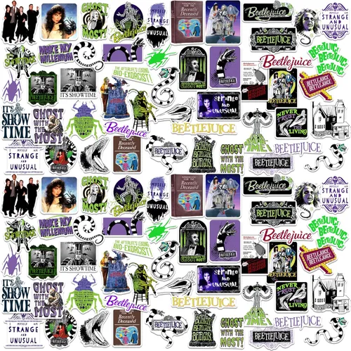 Beetlejuice Variedad de 100 calcomanías de vinilo grandes de lujo – Calcomanías troqueladas para laptop, botella de agua, álbumes de recortes,