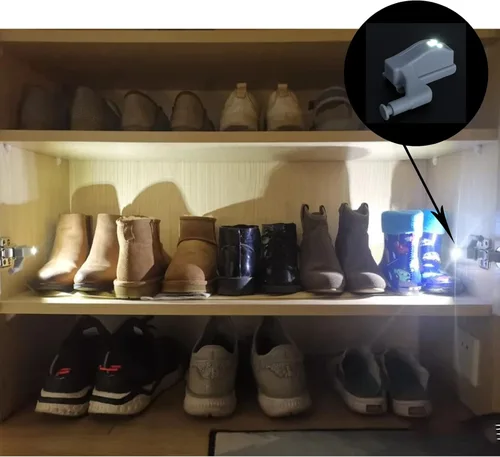 Miniatura 4 de 9 piezas de luz LED con bisagra de armario y armario, luz universal con sensor para cocina moderna, armario de hogar, armario, armario, lámpara