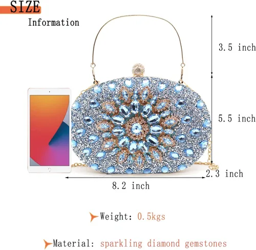 Miniatura 7 de Bolsos de mano de noche con diamantes de imitación para mujer, bolso de mano de boda, bolso de fiesta de novia, diamantes de graduación, bolsos