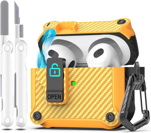 Miniatura 87 de R-fun - Funda para audífonos compatible con AirPods de 4.ª generación 2024, cubierta protectora de expulsión automática a prueba de caídas, puerto