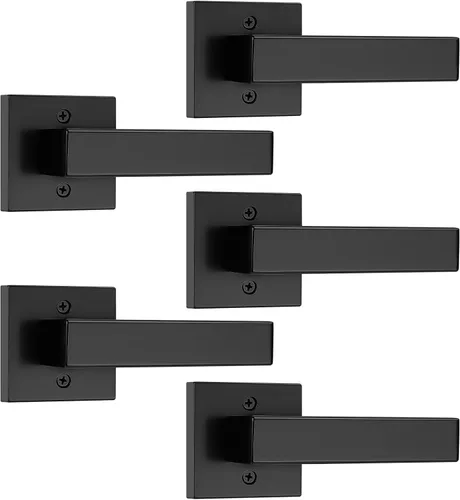 Miniatura 17 de Probrico Paquete de 2 manijas de puerta simuladas negras, manija de puerta de una sola cara para armarios, puertas francesas, juego de pomos Negro