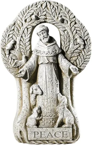 Avalon Gallery - Figura de jardín de árbol de la paz de San Francisco, estatua de resina de piedra para exteriores, 12.5 pulgadas de alto x 8