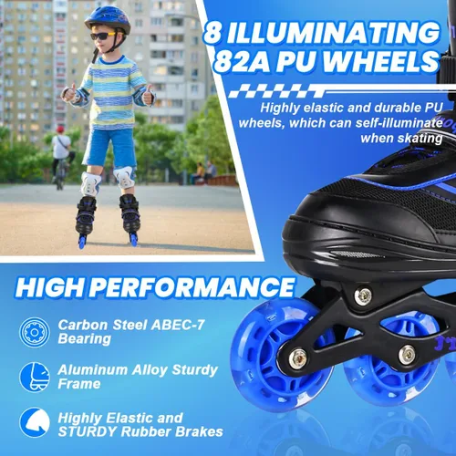 Miniatura 4 de Patines en línea para niños y niñas, jóvenes y adultos, patines de ruedas ajustables para hombres y mujeres con ruedas completas iluminadas, patines