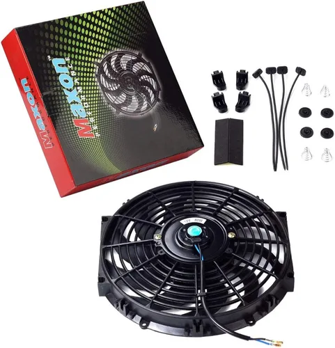 Miniatura 8 de Ventiladores delgados de enfriamiento de radiador de 12" y 12 V, kit de montaje universal, negro, extracción eléctrica