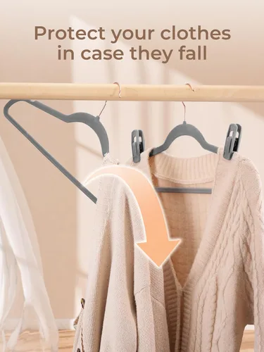 Miniatura 6 de COZYMOOD Paquete de 50 clips de terciopelo para colgar ropa de bebé