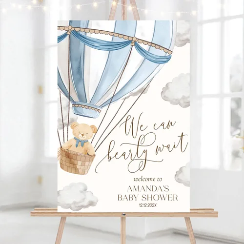 Miniatura 25 de Letrero de bienvenida personalizado para baby shower, letrero de bienvenida personalizado para bebé, letrero de bienvenida de globo azul, decoración
