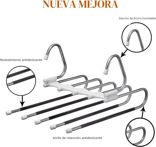 Miniatura 4 de Kalimdor Perchas para pantalones, paquete de 2 organizadores de armario de metal que ahorran espacio, perchas para ropa, pantalones, diseño