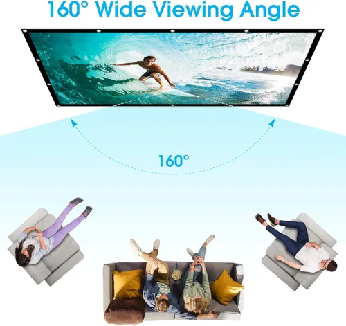 Miniatura 5 de Frocopo Pantallas de Proyección de 100 Pulgadas, Pantalla de Proyección Lavable de Doble Cara para Exteriores, 16:9 Plegable Anti-Arrugas Portátil
