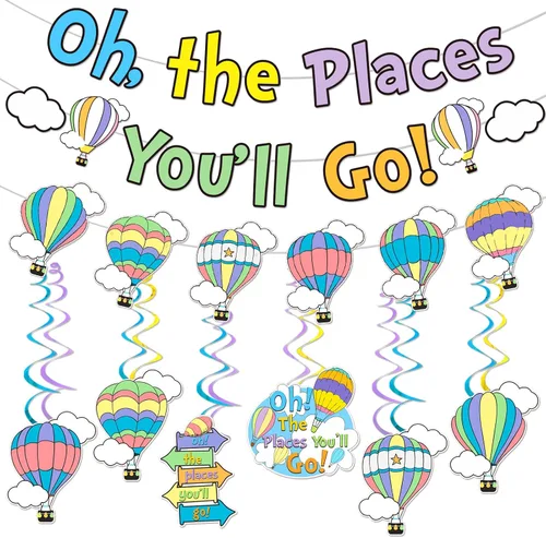 Oh The Places You'll Go Decoraciones de jardín de infantes Decoración de fiesta de graduación Oh The Places You'll Go Banner para decoración