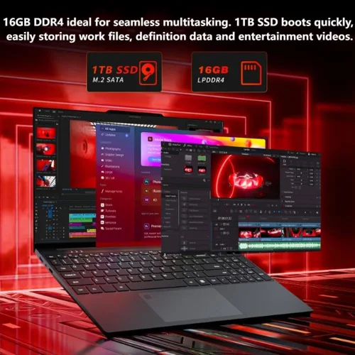 Miniatura 2 de Laptop 2025, portátiles de 15.6 pulgadas con procesador N150 (supera al i3-1115G4, hasta 3.6GHz), portátil de juegos con 16GB RAM 1TB SSD