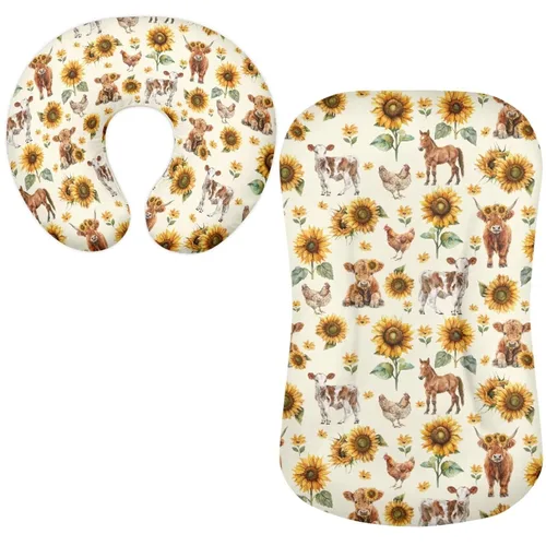 Miniatura 9 de Funda para tumbona de bebé floral de hongos bohemios y funda de almohada de lactancia, 2 piezas, ovalada, reloj de arena, rectangular, para moisés