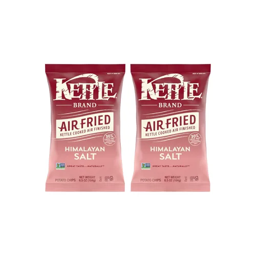 Kettle Brand Papas fritas con sal del Himalaya, fritas al aire, bolsa de 6.5 onzas, (paquete de 2)