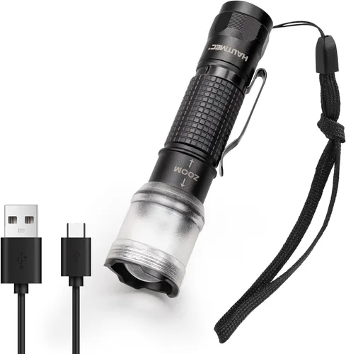 Miniatura 13 de HAUTMEC Linternas recargables de 1400 lúmenes, linterna LED EDC con linterna de 90 grados, cabeza giratoria, 5 modos, linterna de bolsillo, base