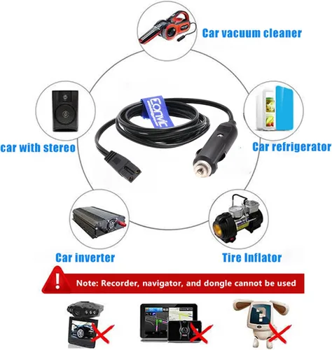 Miniatura 6 de Cable de extensión de encendedor de cigarrillos de 12 V CC, cable de alimentación para refrigerador de automóvil, cable de repuesto para caja