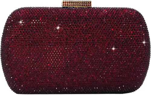 Miniatura 14 de Boutique De FGG Mini bolso de mano con diamantes de imitación, bolsos de noche y embragues para mujer, formales, bolso de mano de cristal para boda