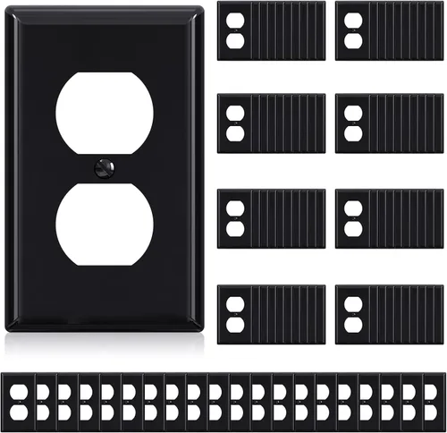 Miniatura 8 de ELEGRP Cubiertas de Tomacorrientes Dúplex, Placas de Pared de Tamaño Estándar de 1-Gang, Cubiertas de Placas Frontales de Doble Tomacorriente
