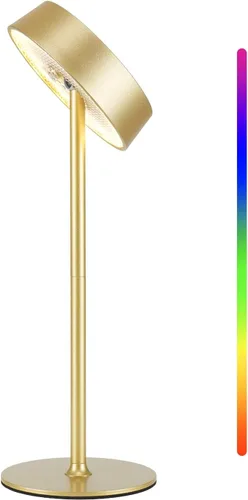 Lámpara inalámbrica, lámpara de mesa recargable, funciona con pilas, control táctil regulable RGB, 3 temperaturas de color, función de memoria LED,