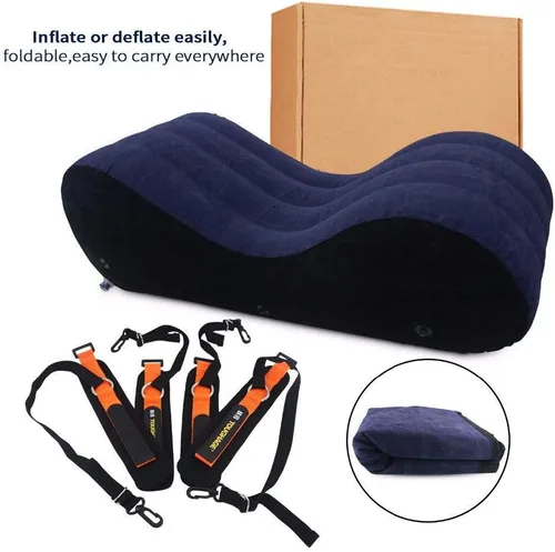 Miniatura 4 de COSWE Almohada en forma de cuña, almohada lumbar triangular inflable de aire, almohada inflable de aire, adecuada para varias posturas con pequeña