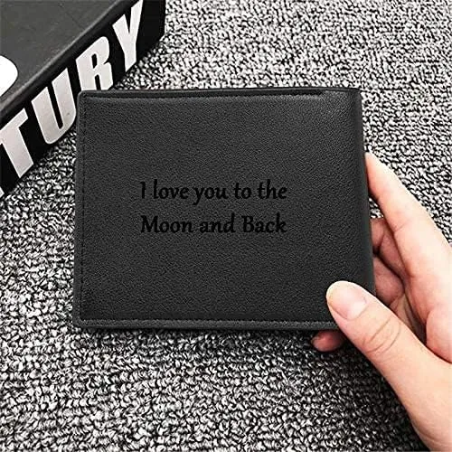 Miniatura 2 de Personalizado para hombre nombre monedero texto personalizado grabado plegable cartera de cuero