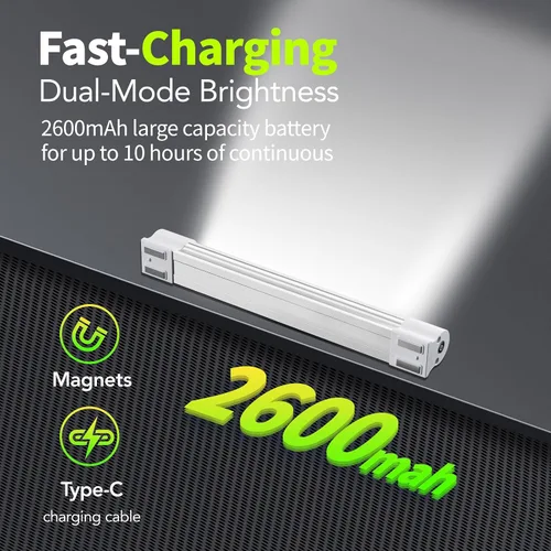 Miniatura 2 de LETOUR Barra de luz magnética de tubo LED, luces de trabajo de 2000 lúmenes, 2600 mAh, 5 opciones de iluminación, linterna de camping, linterna