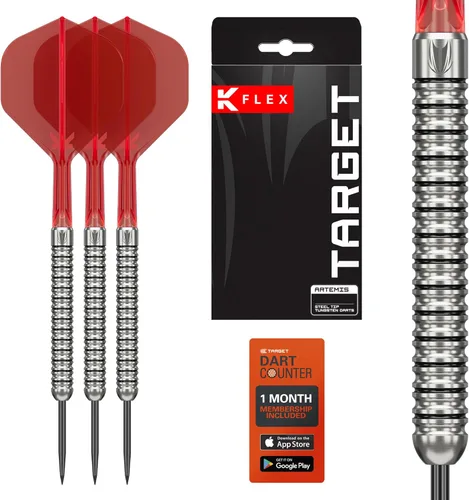 Miniatura 8 de Target Darts Artemis Tungsten Steel Tip Dart Set, 21G/22G/23G/24G/25G/26G Artemis Original Artemis K-Flex Integrated Flight & Shaft