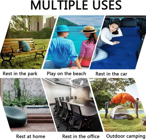 Miniatura 6 de Onirii Colchón inflable de aire para automóvil, cama de asiento trasero con bomba de aire, portátil, grueso, portátil, para viajes, dormir, camping