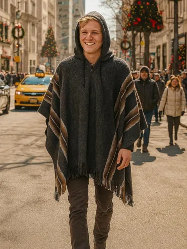 Miniatura 21 de Gamboa Poncho de alpaca para hombre Pancho mexicano con capucha vaquero y ponchos occidentales manta para adultos