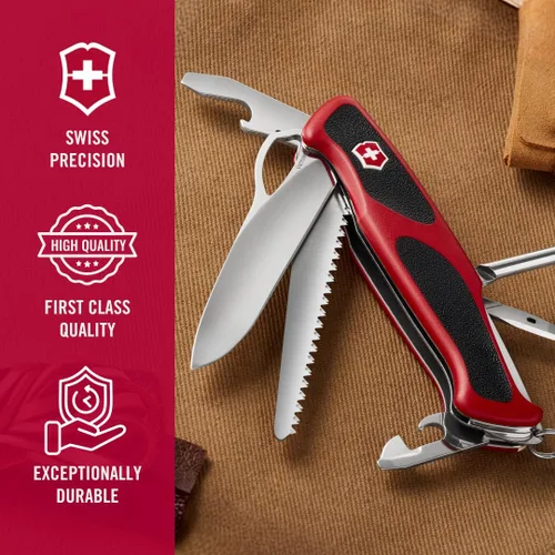 Miniatura 6 de Victorinox Ranger 78 M Grip - Cuchillo suizo del ejército, 12 funciones, navaja de bolsillo de fabricación suiza con hoja de bloqueo grande, pinzas