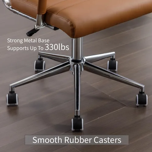 Miniatura 6 de Silla de escritorio de oficina de cuero, sillas de sala de conferencias con ruedas, silla ejecutiva moderna de respaldo alto, ergonómica giratoria