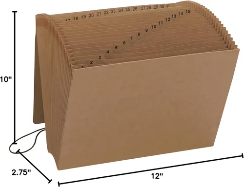 Miniatura 7 de Smead Archivo expandible con solapa y cierre de cordón, 31 bolsillos, diario (1-31), tamaño carta, papel kraft (70168), (paquete de 6)
