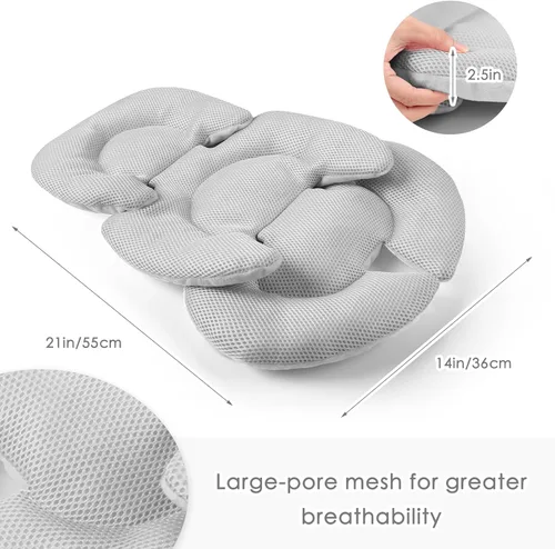 Miniatura 3 de Inserto de asiento de automóvil infantil para niñas recién nacidas, insertos de asiento de automóvil de malla de verano con almohadillas para Gris