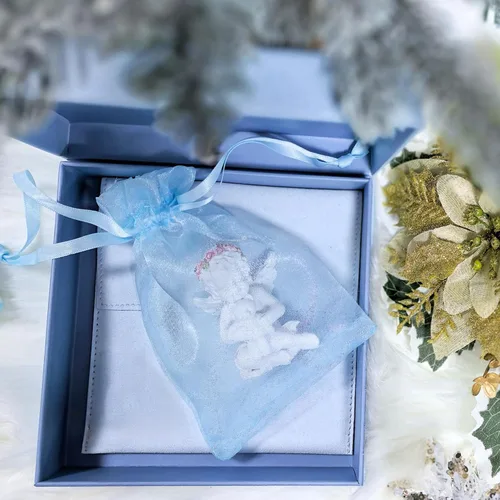 Miniatura 7 de QIANF 20 bolsas de regalo de organza azul transparente de 4 x 6 pulgadas con cordón, bolsas de recuerdo de fiesta de boda