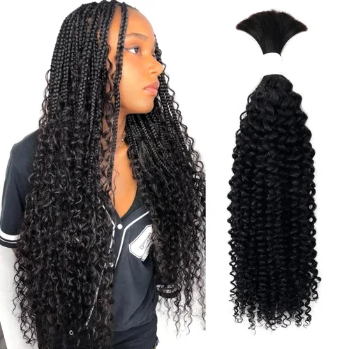 Miniatura 15 de Liqusee Cabello Humano para Trenzar 3.53 oz Un Paquete 14 Pulgadas Negro Natural Ondulado Rizado a Granel Cabello Humano para Trenzar Sin Trama 100%
