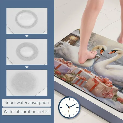 Miniatura 6 de Bathroom Rug Mat White Swans Holding Presents Floor Door Mat Kitchen Rug Beauty Bird Elegant Animal Wings Napa Skin Non Slip Ultra Soft and Super